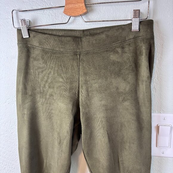 Hale Bob Leggings Olive Green Faux Suede M Winter Cozy Luxe - Picture 2 of 6